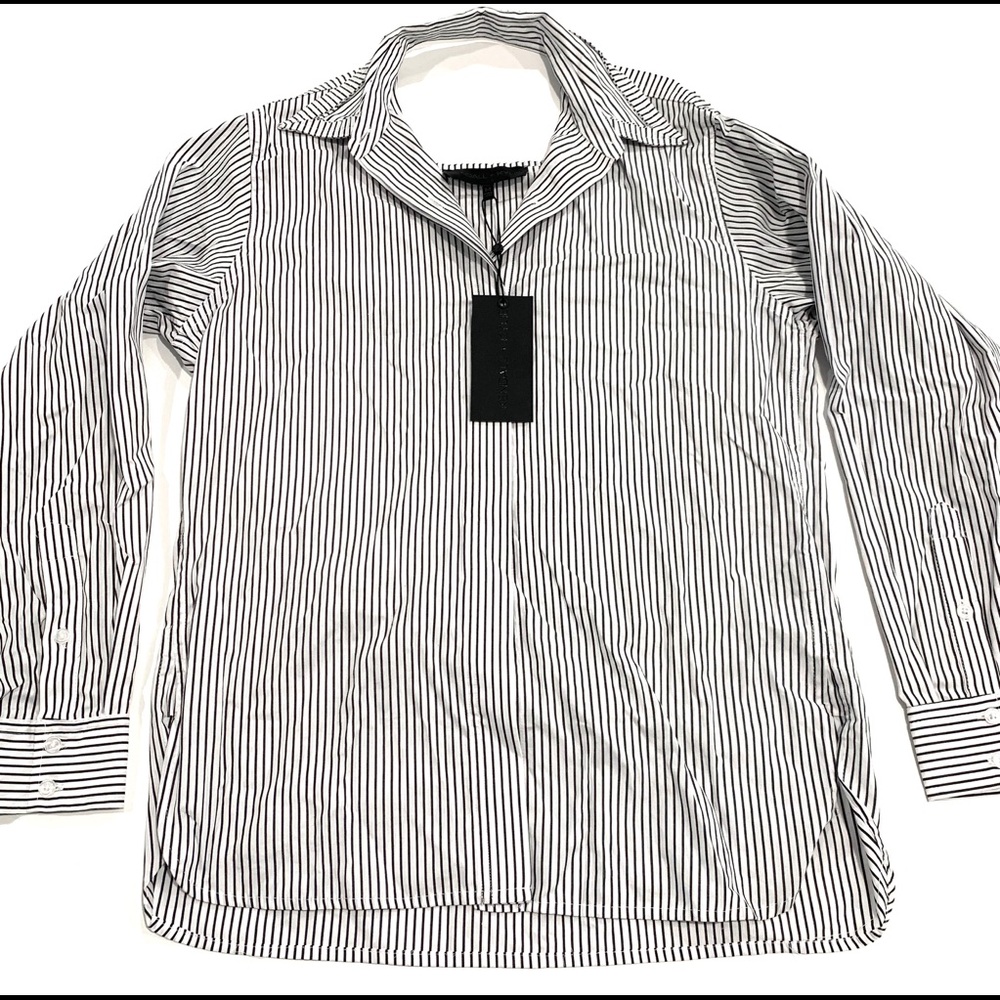 Kendall + Kylie Women’s Black Striped Button Down